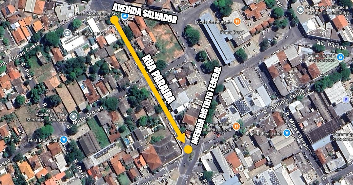 Rua Paraíba passará a ter sentido único entre as avenidas Salvador e Distrito Federal