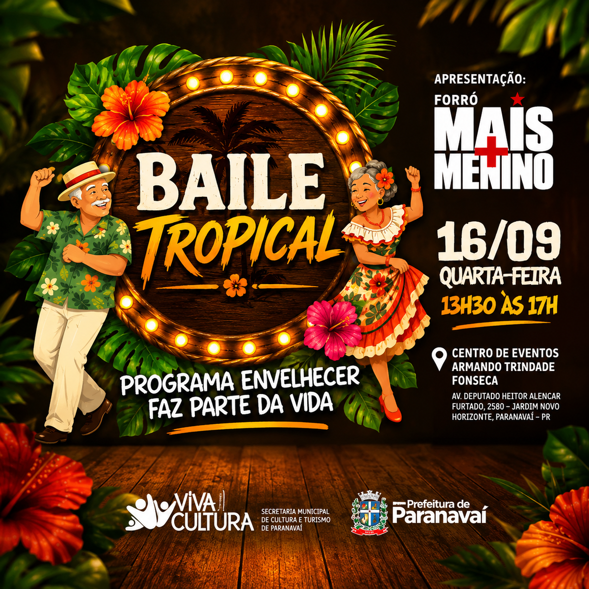 Baile Tropical reúne pessoas com 60+ em Paranavaí no dia 16